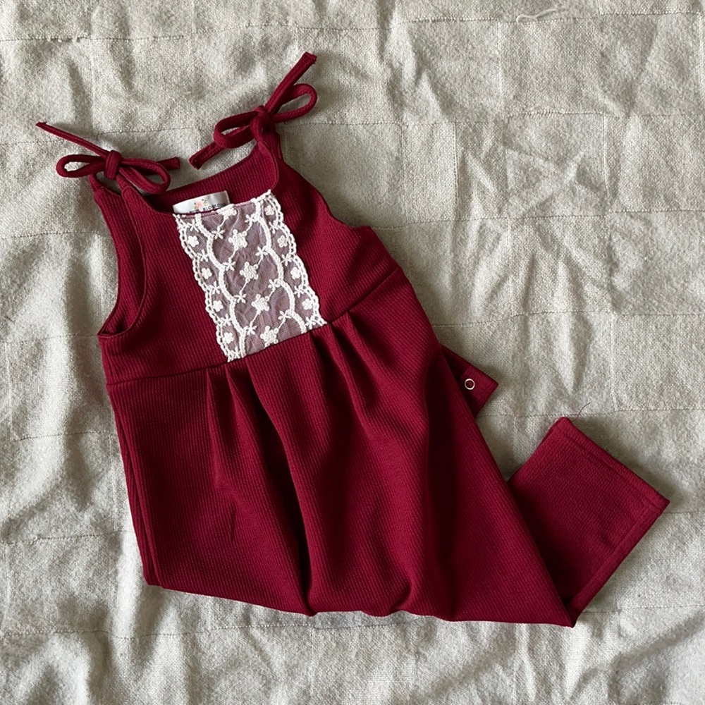Bailey’s Blossoms: maroon jumpsuit